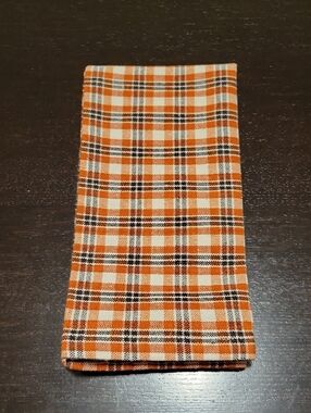 Orange and White Plaid 100% Cotton Napkin (Set of 4)